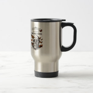 modern vintage Halloween skull and butterflies Travel Mug