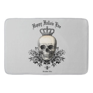 Modern Vintage Halloween skull and crown Bath Mat