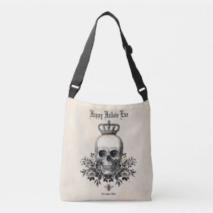 Modern Vintage Halloween skull and crown Crossbody Bag