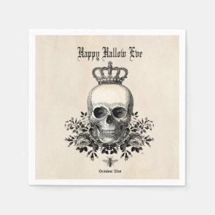 Modern Vintage Halloween skull and crown Napkin