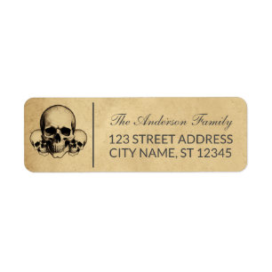 Modern Vintage Halloween Skull Custom Family Name 