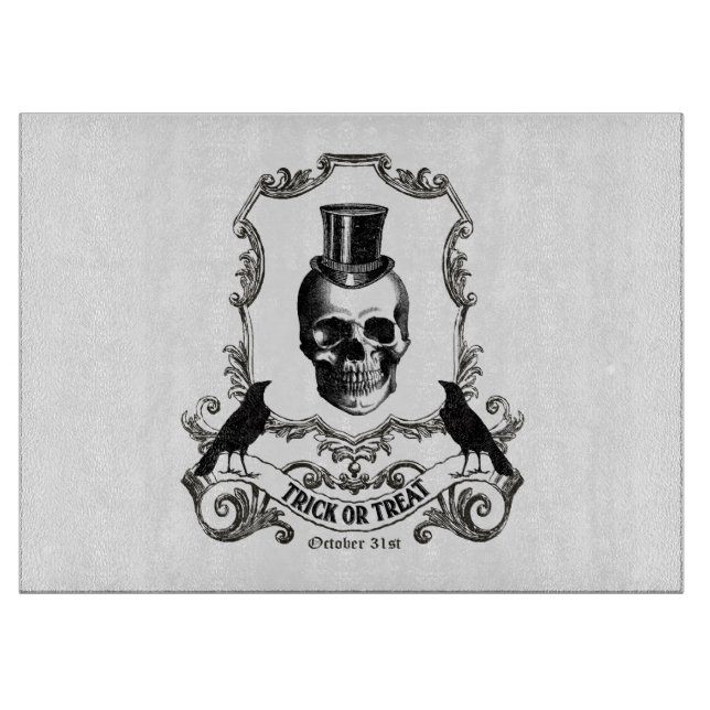 Modern Vintage Halloween skull Cutting Board (Front)