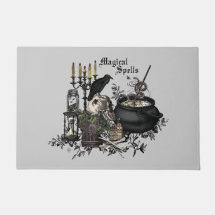 Modern vintage Halloween skull Doormat