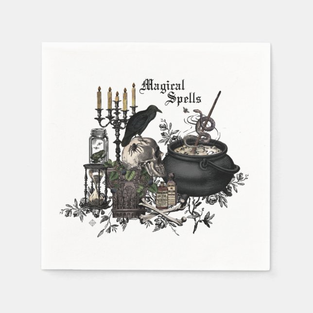 Modern vintage Halloween skull Napkin (Front)