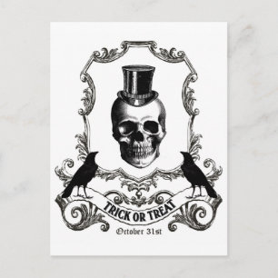 Modern Vintage Halloween skull Postcard