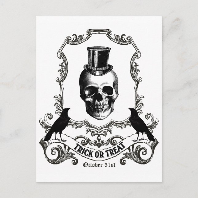 Modern Vintage Halloween skull Postcard (Front)