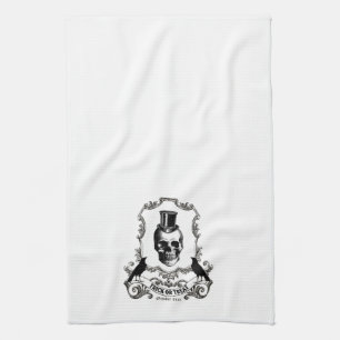 Modern Vintage Halloween skull Tea Towel