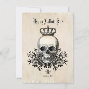 Modern Vintage Halloween skull with crown Card
