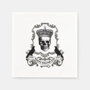 Modern vintage Halloween skull with crown Napkin
