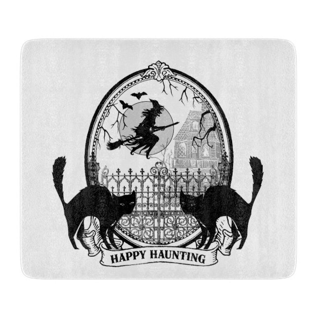 modern vintage Halloween witch Cutting Board (Front)