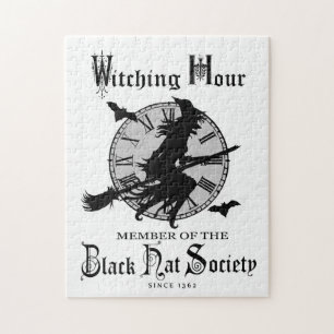 Modern Vintage Halloween witch Jigsaw Puzzle