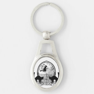 modern vintage Halloween witch Key Ring