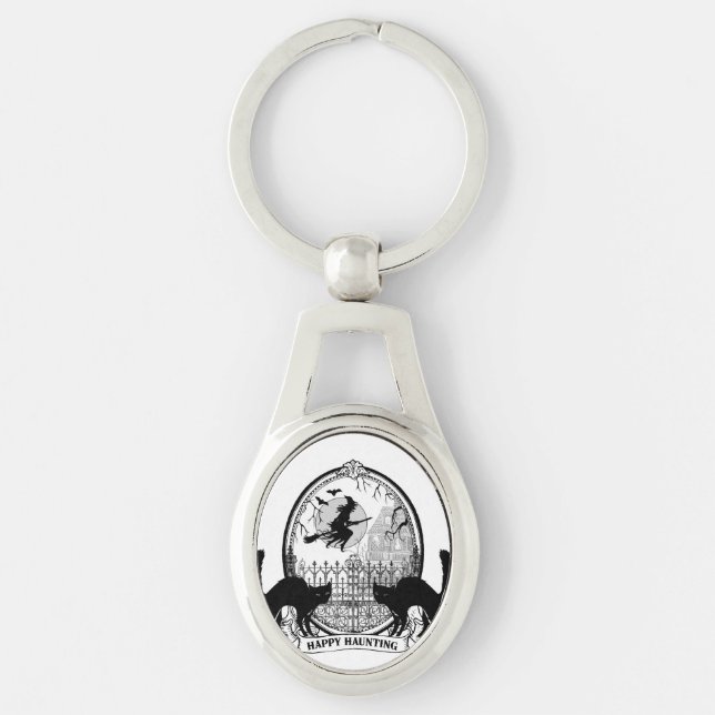 modern vintage Halloween witch Key Ring (Front)
