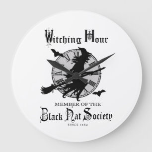 Modern Vintage Halloween witch Large Clock