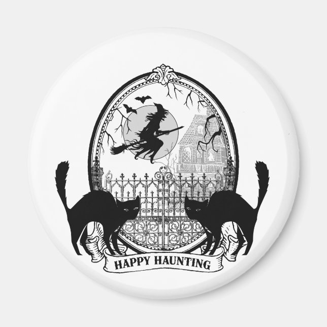 modern vintage Halloween witch Magnet (Front)