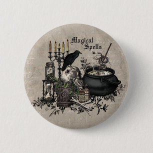 Modern vintage Halloween WITCHES BREW 6 Cm Round Badge