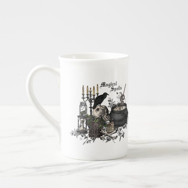 Modern vintage Halloween WITCHES BREW Bone China Mug (Left)