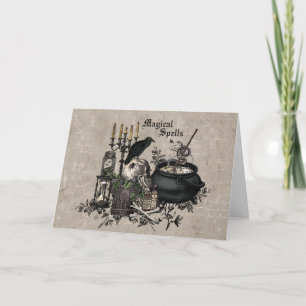 Modern vintage Halloween WITCHES BREW Card