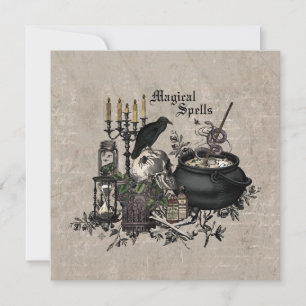 Modern vintage Halloween WITCHES BREW Card