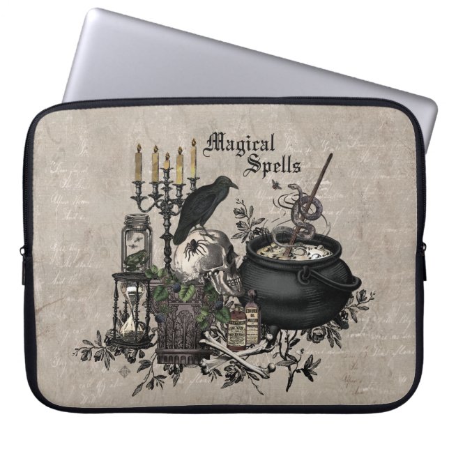 Modern vintage Halloween WITCHES BREW Laptop Sleeve (Front)