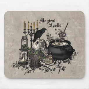 Modern vintage Halloween WITCHES BREW Mouse Mat