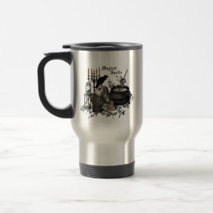 Modern vintage Halloween WITCHES BREW Travel Mug