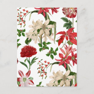 modern vintage holiday floral postcard
