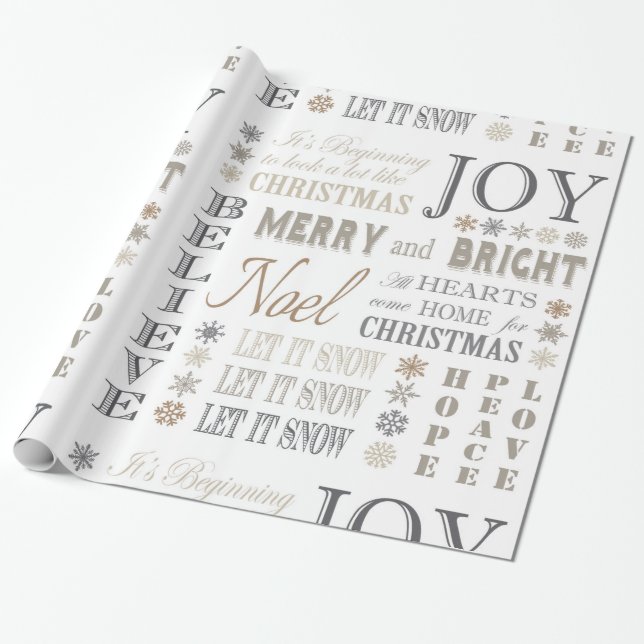 modern vintage holiday phrases wrapping paper (Unrolled)