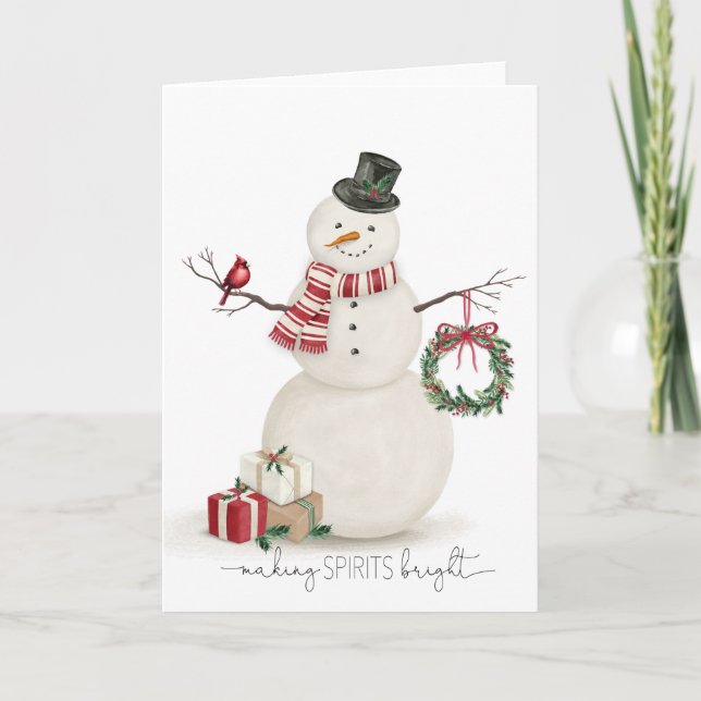 Modern vintage Holiday snowman Card (Front)