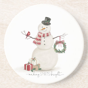 Modern vintage Holiday snowman Coaster