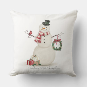 Modern vintage Holiday snowman Cushion