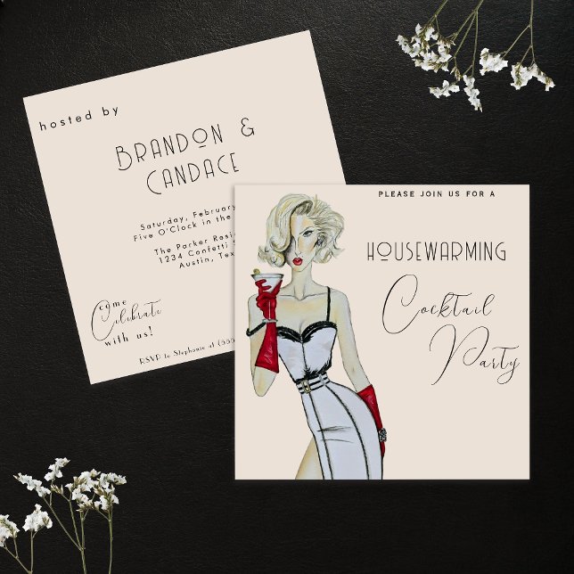 Modern Vintage Housewarming Cocktail Party Pin Up Invitation (Creator Uploaded)