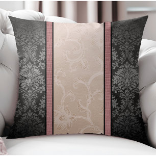 Modern Vintage Inspired Floral Fabric Stripes Cushion