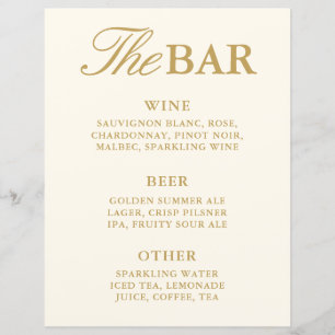 Modern Vintage Ivory Bar Menu Wedding Sign