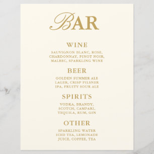 Modern Vintage Ivory Bar Menu Wedding Tabletop