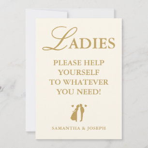Modern Vintage Ivory Ladies Bathroom Basket Sign Invitation