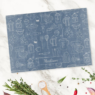 Modern Vintage Kitchen Utensils Cute Doodle Cutting Board