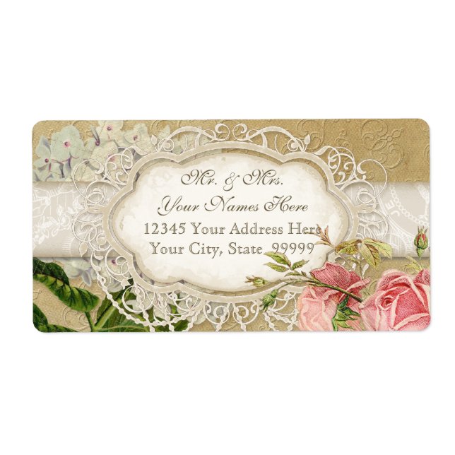 Modern Vintage Lace Tea Stained Hydrangea n Roses (Front)
