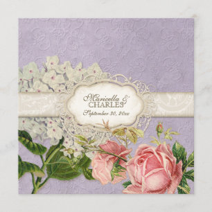 Modern Vintage Lace Tea Stained Hydrangea n Roses Menu