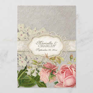 Modern Vintage Lace Tea Stained Hydrangea n Roses Menu