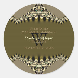Modern Vintage Lace Wedding Special Events Classic Round Sticker