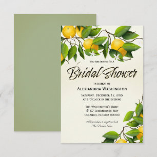 Modern Vintage Lemon Fruit   Bridal Shower  Invitation