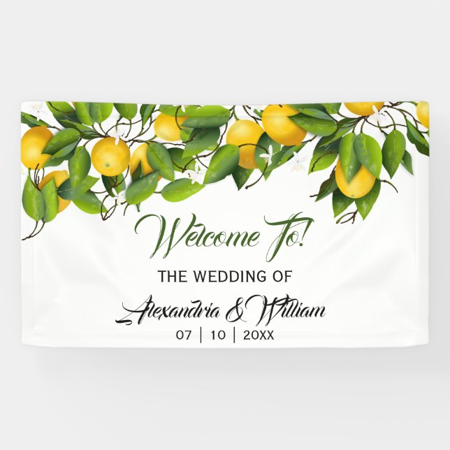 Modern Vintage Lemon Fruit | Wedding Banner (Horizontal)