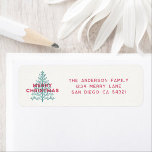 Modern Vintage Merry Christmas Tree Red Green
