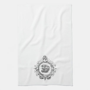 modern vintage monogram letter D Tea Towel
