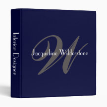 Modern Vintage Monogram & Name Elegant Navy Blue