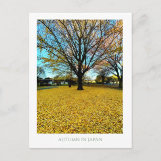 Modern Vintage Mt Fuji Japan Autumn Gold Ginkgo Ph Postcard
