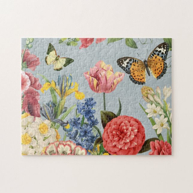 modern vintage multl botanical flowers jigsaw puzzle (Horizontal)