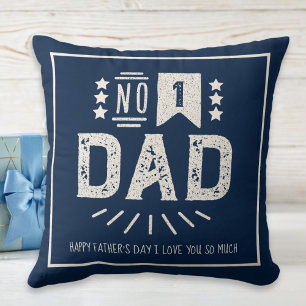 Modern Vintage Navy Blue Cream Best Father's Day Cushion