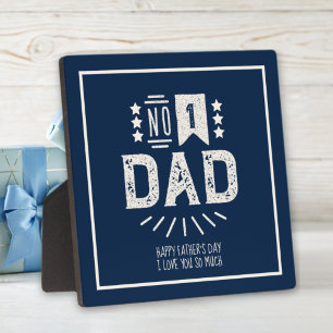 Modern Vintage Navy Blue Cream Best Father's Day Plaque
